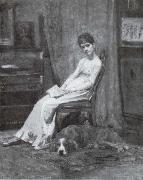 Thomas Eakins Portrait Einer Dame mit Setter oil